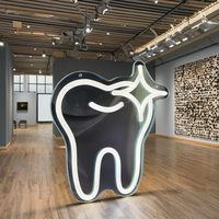 LJ Sign Enseigne néon LED en acrylique, motif dent, sourire, art mural, accessoires de décoration pour éclairage de parc, avec prise pour ballon néon
