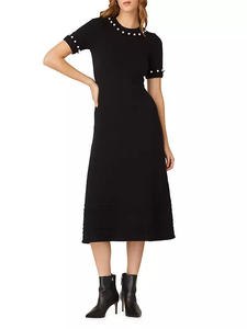 Abito da donna in maglia a maniche corte rosa abito di perle maglioncino personalizzato OEM ODM produttore da donna - Product Image 6