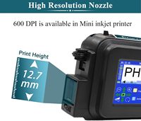 Impresora de Inyección de Tinta Portátil Mini de 12.7mm/0.5 Pulgadas para Impresión de Códigos, Texto, Números e Imágenes en Cajas y Productos