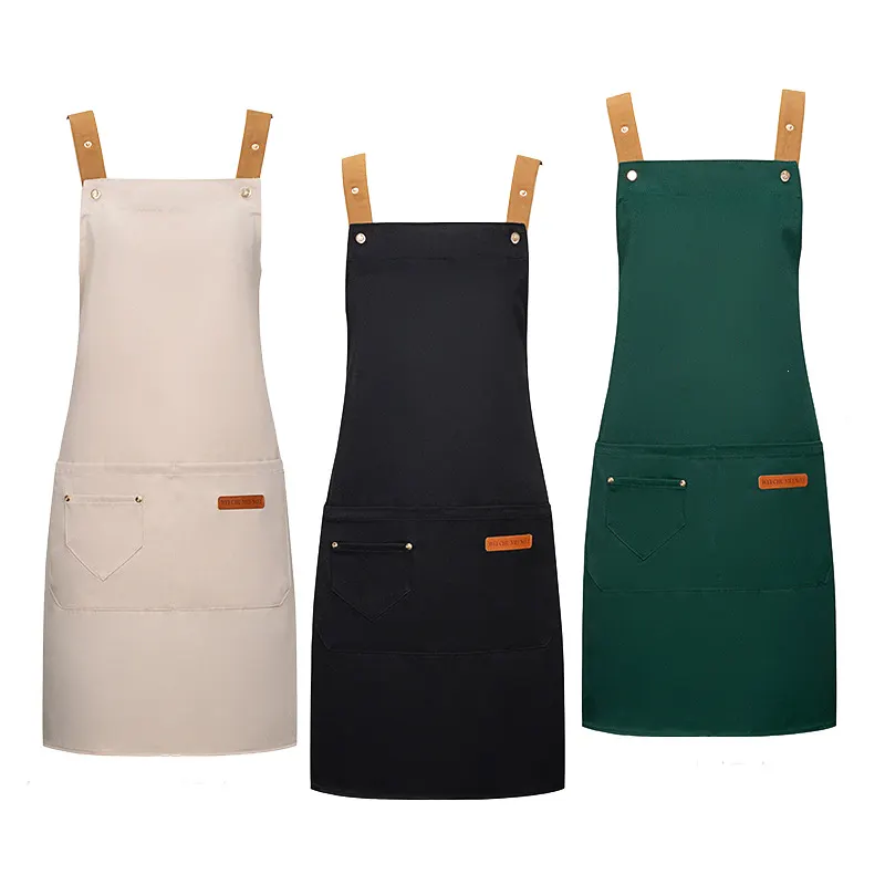 Fabrika özel düz renk moda erkek ve kadın asılı boyun önlük mutfak ev pişirme iş elbiseleri destek özel Logo