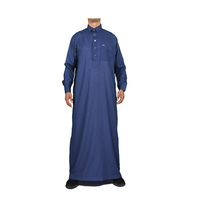 Ensemble 2 pièces de thobes marocains pour hommes, col chemise, manches à revers, en coton léger et respirant, longueur au sol, vêtements de prière du Ramadan