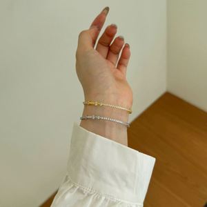 Dylam Finest 925 Sterling <b>Silver</b> Rhodium 18K Gold Plated Splicing Style Full Diamond 5A Zirconia Link Chain <b>Bracelet</b> <b>Bangles</b> - Product Image 2