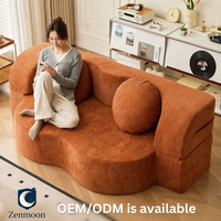 Canapé Zenmoon à deux places en forme de S, recouvert d'éponge, scellé sous vide ; Pièce moderne minimaliste, tendance sur internet ; Pliable