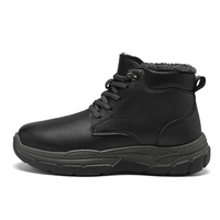 Bottes d'hiver pour hommes de haute qualité, noires, pour la marche quotidienne en ville, avec intérieur en fourrure et semelle flexible