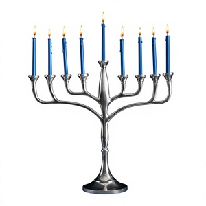 Candelabro Americano de 9 Brazos, Menorah, Decoración Navideña para Fiestas, Decoración de Mesa, Portavelas Decorativo Plateado - Product Image 1