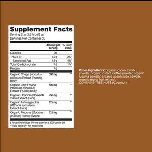 Café Latte Orgánico OEM/ODM con Mezcla Adaptógena de Hongos de 1500mg, Suplemento de Chaga, Melena de León, Rhodiola, Ashwagandha y Mucuna - Product Image 6