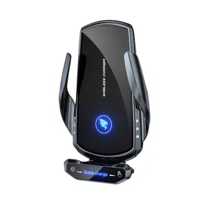 Carregador sem fio para carro, carregador de alta velocidade Qi A18 de 15 W com posicionamento automático, suporte para celular