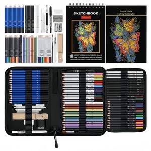 Lot de 76 ensembles de dessins kit de dessins professionnel kit de croquis complet avec <span class=keywords><strong>crayon</strong></span> de couleur aquarelle au fusain de <span class=keywords><strong>graphite</strong></span> pour artistes - Product Image 1