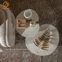 Ensemble de tables basses gigognes modernes de luxe avec plateaux en marbre et base en métal miroir, tables d'appoint rondes hautes et basses pour salon