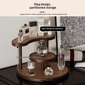 Entryway Three-Layer Wood Storage Organizer <b>Rack</b> for Lipstick Perfume Cosmetics Skincare <b>Shelf</b>-Living Room Multi-Purpose - Product Image 3
