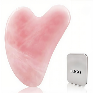 Masajeador facial Gua Sha de cuarzo rosa con etiqueta privada OEM al por mayor superventas al por mayor Jade <span class=keywords><strong>Guasha</strong></span> - Product Image 1
