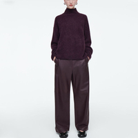 Fabricant de cachemire, vente en gros sur mesure, pull à col roulé en cachemire brossé, vêtements d'hiver de luxe, pull 100% cachemire pour femmes