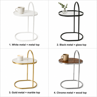 Table d'appoint ronde moderne avec cadre en métal doré et plateau en bois, marbre, bambou ou résine, table basse pour salon, OEM ODM