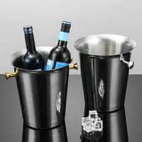 Seau à glace isotherme portable en acier inoxydable durable pour vin, boissons et bière, avec poignée