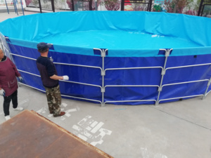 유연한 PVC 및 캔버스 방수 아연 도금 라운드 어항 양식 용 수영장 용 접이식 양식 장비 - Product Image 4