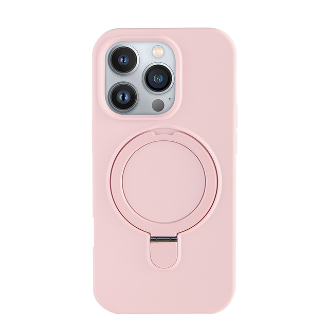 Folding Kickstand Metal Ring Stand Liquid Silicone Magnetic Cell Phone Case for iPhone 16 Pro Max 15 14 Plus Bumper Cover