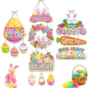 Happy Easter Gnome Door Sign Easter Party Decor Window Farmhouse Indoor Outdoor Easter Spring Decorations