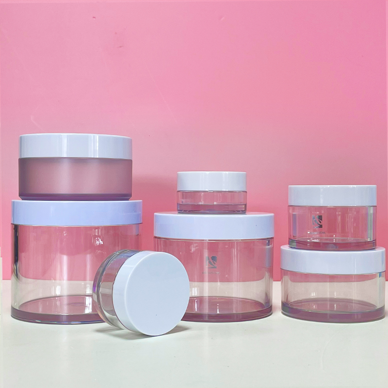 Stock 50g 100g 150g 200g 250g Body Scrub Jar Round Thick Bottom Clear Plastic Cosmetic Packaging Cream Jar With White Lid