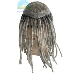 1b gris toupet ombre <span class=keywords><strong>cheveux</strong></span> longs 14 pouces indien <span class=keywords><strong>cheveux</strong></span> humains remplacement Australie hommes gris toupet <span class=keywords><strong>dreadlocks</strong></span> - Product Image 2