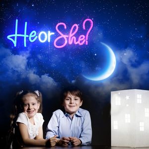 Lui o lei insegne al Neon hanno portato decorazioni per feste con segni di lettere al Neon per annunci di gravidanza forniture per feste Baby Shower