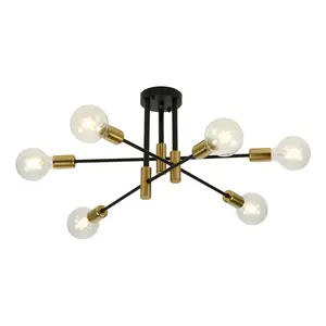 Gran oferta, candelabro LED moderno E27 para interiores, sala de estar negra creativa para luz de techo, bombillas Edison, accesorios de iluminación colgantes de Metal