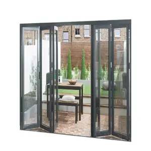 Sound proof thermal Break Aluminum Bi double glazed Folding Sliding Patio Doors