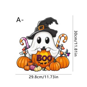 Hot New Halloween Decoraciones Puerta de madera Letrero Gatito Bruja Fantasma Colgando Decoraciones de pared Fiesta en casa Suministros de vacaciones Props - Product Image 5