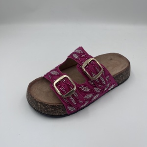 Sandali con Zeppa Viola Bohemien con Perline, Fatti a Mano, Floreali, con Doppia Fibbia, Platform, da Donna - Product Image 5