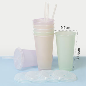 Tinta unita riutilizzabile PP 16oz 24oz bicchiere di plastica bere colore magico che cambia tazza fredda - Product Image 3