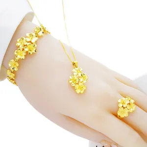 PUSHI new latest design gold plated flower wedding bridesmaid suit gift necklace jewelry suit