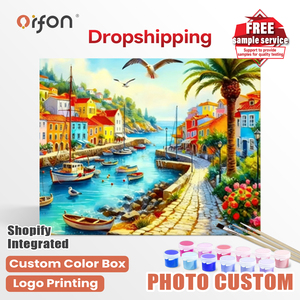 Kits <span class=keywords><strong>de</strong></span> peinture par numéros Orfon Factory en dropshipping - Art coloré et joyeux d'un port <span class=keywords><strong>de</strong></span> pêche en <span class=keywords><strong>bord</strong></span> <span class=keywords><strong>de</strong></span> <span class=keywords><strong>mer</strong></span> pour adultes, décoration DIY pour la maison, vente en gros - Product Image 1