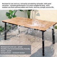 Ensemble de salle à manger d'extérieur de style moderne et résistant aux intempéries 4 chaises à cadre en aluminium robuste et table en plastique et bois pour patio, café et centre de villégiature