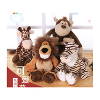 Vente en gros jouets animaux de la forêt en peluche super doux lion éléphant girafe singe tigre PP coton rempli figurines de la faune de la jungle