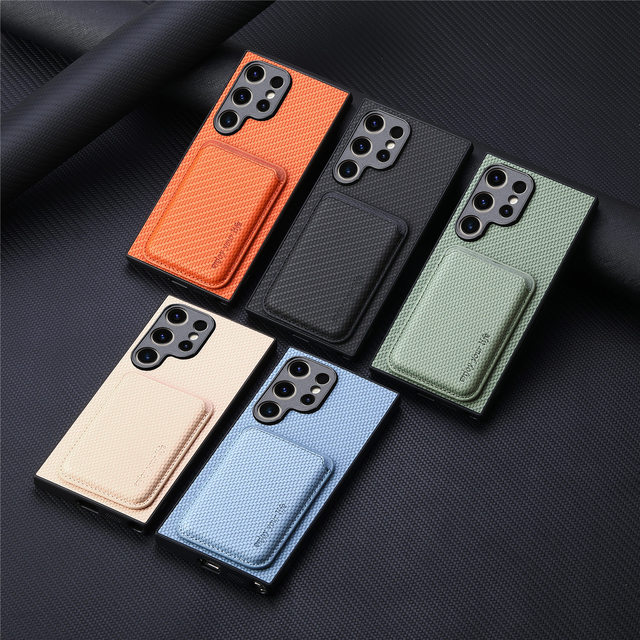 For Samsung S26 Ultra Luxury Magnetic Card Holder Phone Case with TPU+PC+PU Material for Galaxy S26/S25/S24/S23 Ultra Cover
