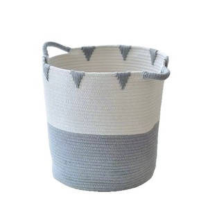 Cotton Rope Storage Basket 30x36 Cm Round Woven Laundry Basket For Clothing Organizer - Product Image 3