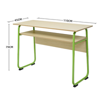 Mobilier scolaire durable avec pieds verts et étagère de rangement centrale pour salles d'attente d'hôpitaux