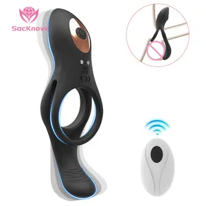 Grosir desain baru mainan seks isi ulang Penis Vibrator G Spot klitoris Stimulator cincin Kokang seksual untuk pria silikon