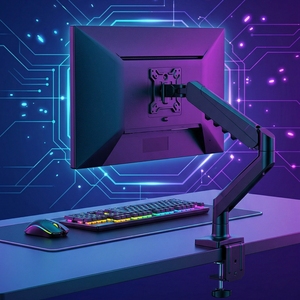 Soporte de Escritorio Giratorio para Monitor con Aumento de Altura, Sin Perforaciones, para una Sola Pantalla, Base para Monitor - Product Image 2