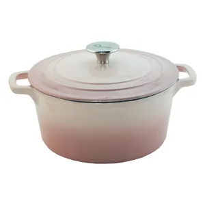 Chuihua Set Panci Masak Kustom Casserole Enamel Panci Casserole Pot Casserole Warna Merah Muda Bahan Besi Cor