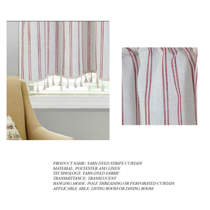 <span class=keywords><strong>Tenda</strong></span> di Lusso Isolante Ecologica in Lino a Righe Rosse, Stile Europeo-Americano, Motivo Corto, Oscurante con <span class=keywords><strong>Macramè</strong></span> per Cucina - Product Image 5