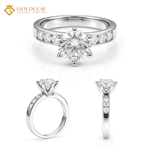 Goldleafgem Custom Brilliant Cut Moissanite 18K Gold Plated Prong Setting Classic 925 <b>Silver</b> Women's Wedding Engagement <b>Ring</b> - Product Image 1