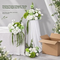 Ensemble de centres de table artificiels pour mariage, blanc et vert, prêts à l'emploi pour la décoration de réceptions et banquets, vente en gros