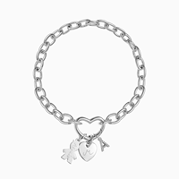 Bracelet chaîne épaisse personnalisable avec anneaux ouvrables, fermoir à ressort, breloques pierres de naissance, en acier inoxydable, étanche, cadeau de Noël