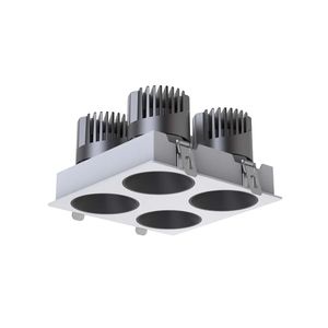 Grille rectangulaire de projecteur COB à 4 têtes de haute qualité Grille anti-éblouissement Downlight LED encastré moderne pour une utilisation en intérieur en aluminium - Product Image 1
