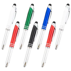 3 1 다기능 스타일러스 사용자 정의 로고 LED 라이트 펜 Led 라이트 펜 로고 펜 선물