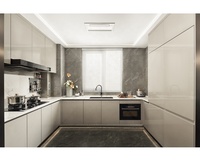 Meubles de cuisine modulaires en bois massif couleur noyer, armoires murales personnalisées populaires avec comptoir en quartz