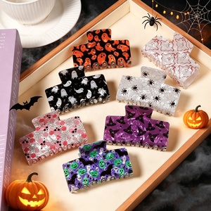 Nuovissima Molletta per Capelli a Tema Halloween con Stampa Teschio e <span class=keywords><strong>Ragno</strong></span> Fantasma, Personalizzabile con Logo, Accessorio per Acconciature e Coda di Cavallo <span class=keywords><strong>da</strong></span> Donna - Product Image 2