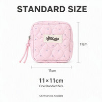 Pochette de maquillage matelassée rose à pois, petite trousse de toilette portable avec fermeture éclair à cordon, mignon petit cadeau