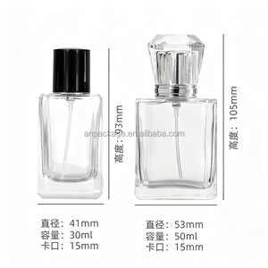 30ml/50ml Kare Cam Parfüm Şişesi İnce Sis Sprey Pompası Taşınabilir Seyahat Yeniden Doldurulabilir Cilt Bakımı/Yüz Toniği/Essential Glass - Product Image 2