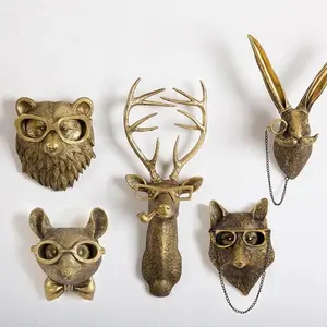 Bronze Animal Figrtines Bronze Deer Head Wall Figurines Home Wall Ornaments